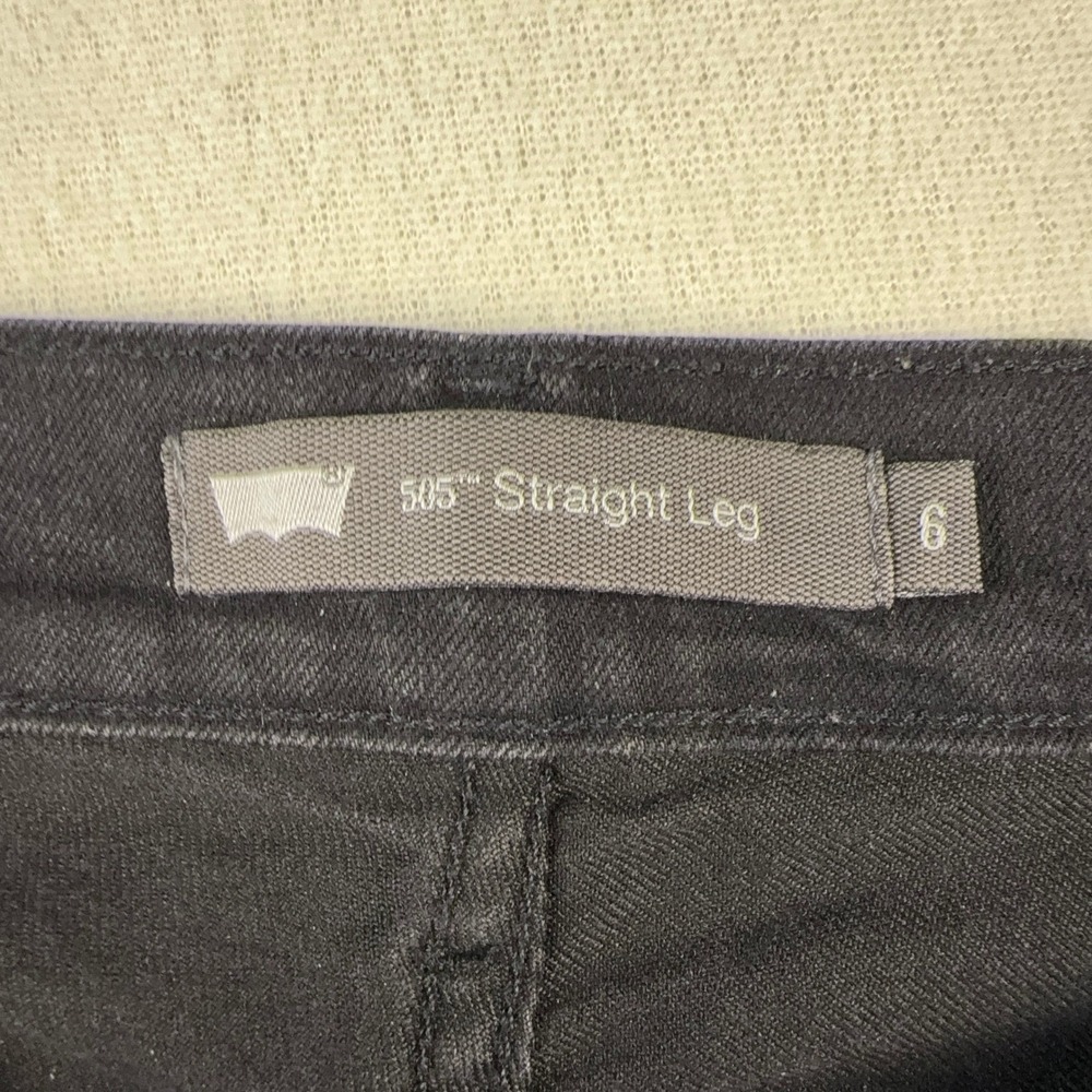 Levis 505 Straight Leg Jeans Womens 6 Black Mid Rise Stretch Denim Pants 31x32.5 - Picture 3 of 7